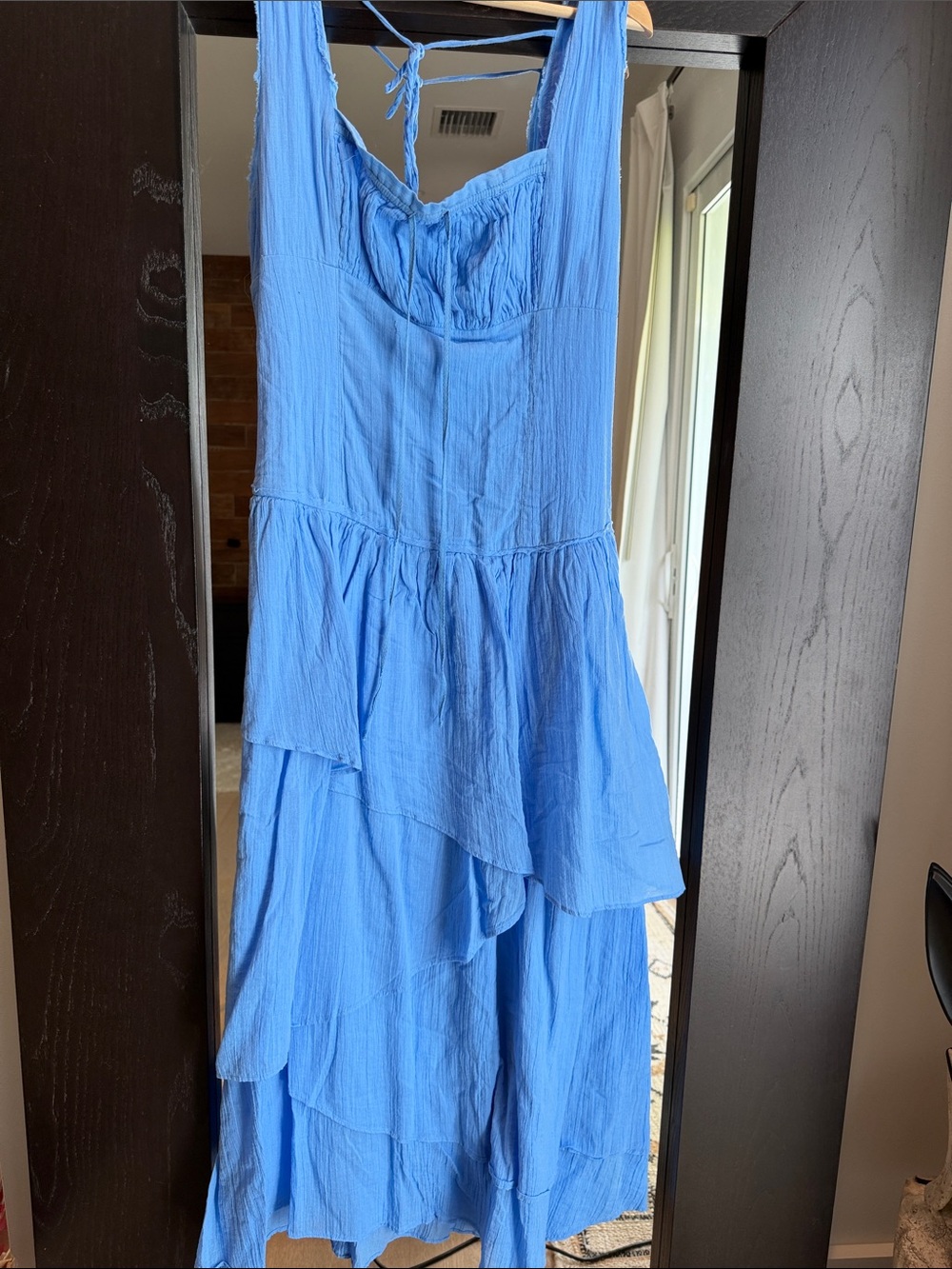 Free People Light Blue Asymmetrical Tiered Sundress